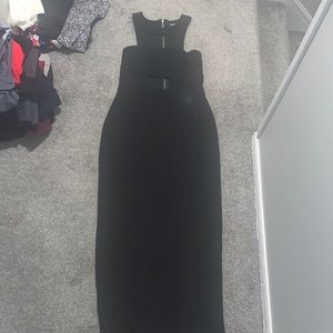 Express black maxi dress, gold zipper back